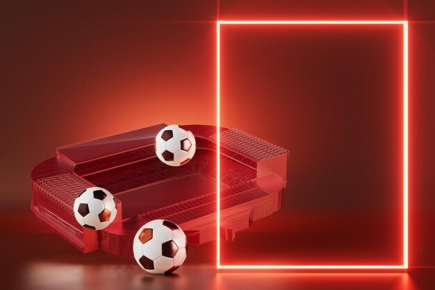 Objeto 3d de fútbol en el fondo abstracto