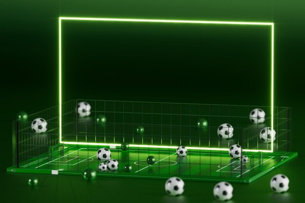 Objeto 3d de fútbol en el fondo abstracto