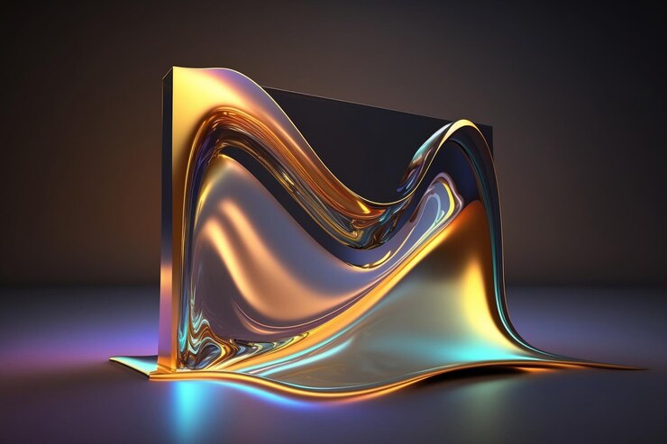 Objeto abstracto líquido ondulatorio colorido holográfico iridiscente Ai generativo