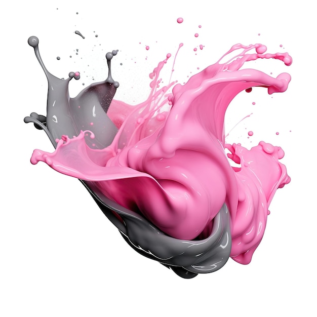 Objeto aislado 3d pintura rosa y gris splat