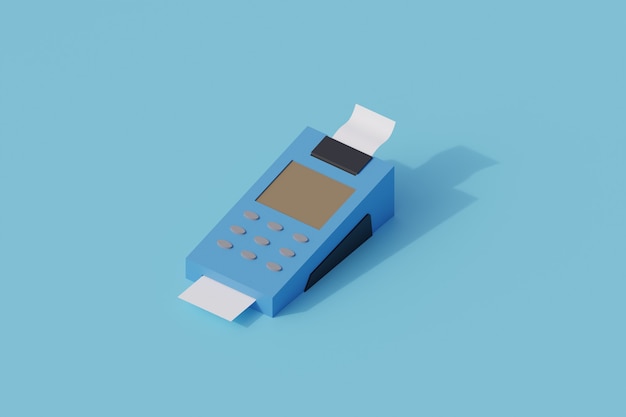 Objeto aislado único de la máquina de pago nfc. 3d render ilustración isométrica