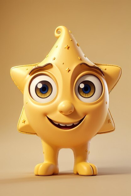 un objeto amarillo en forma de estrella con ojos y una estrella.