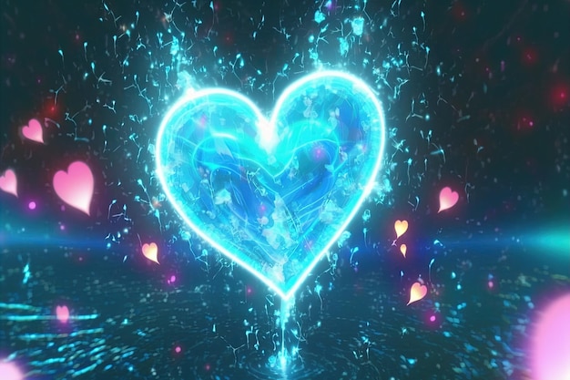 Un objeto azul en forma de corazón flotando en el aire IA generativa