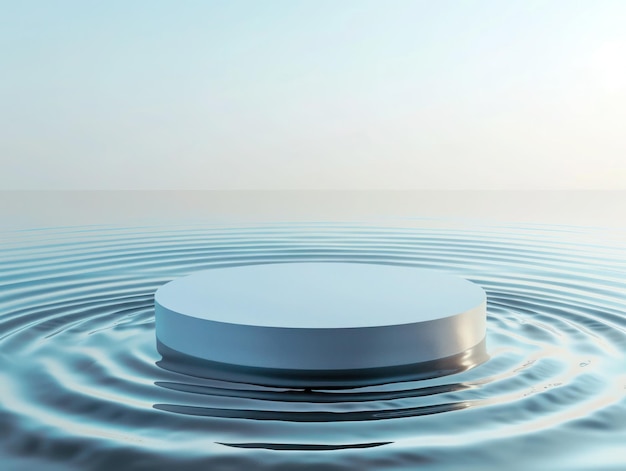 un objeto blanco está flotando en el agua con un cielo azul en el fondo