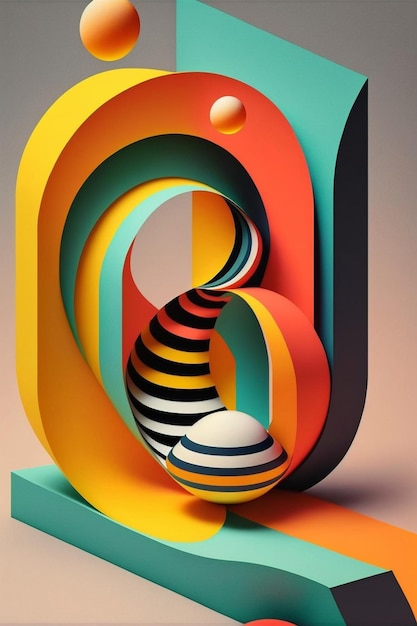 Objeto colorido na forma da letra b generativa ai