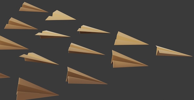 Objeto de aviões de papel 3d com fundo escuro