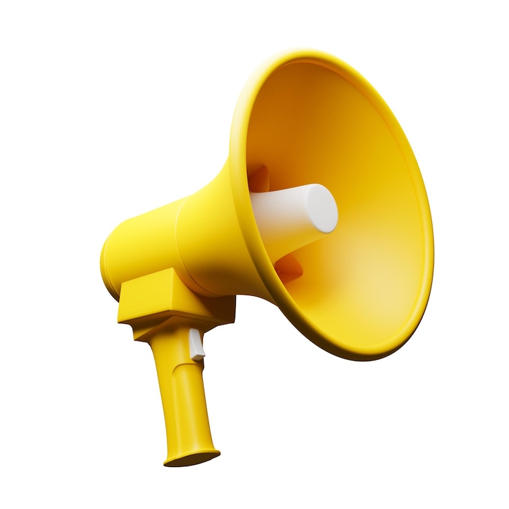 objeto de megafone para conceito de anúncio renderização 3D
