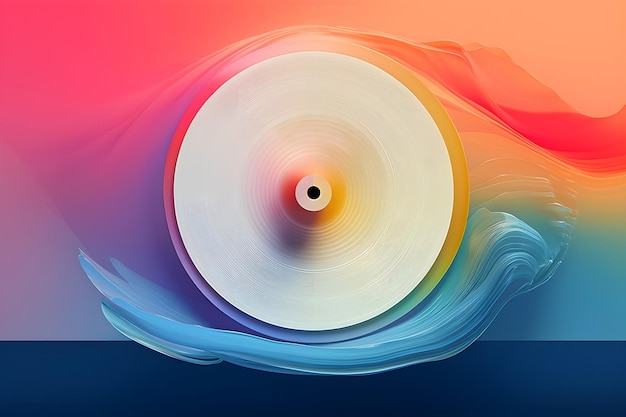 Objeto de onda translúcida gradiente colorido abstrato em fundo colorido