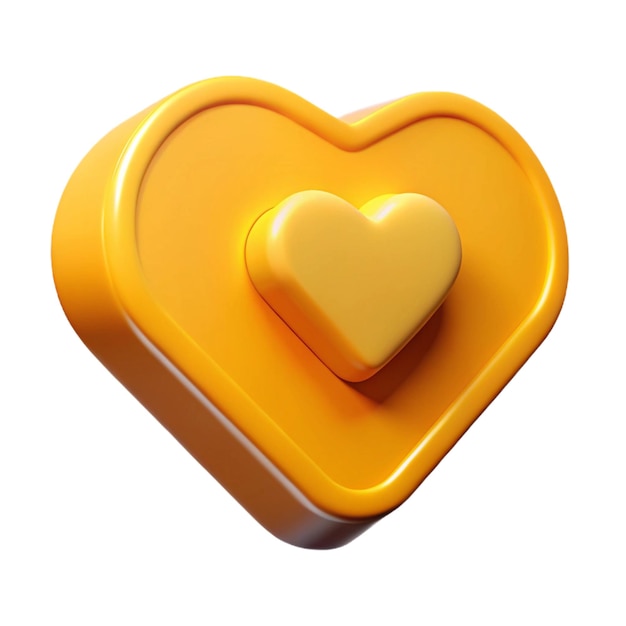 un objeto en forma de corazón amarillo con un corazón amarillo en él