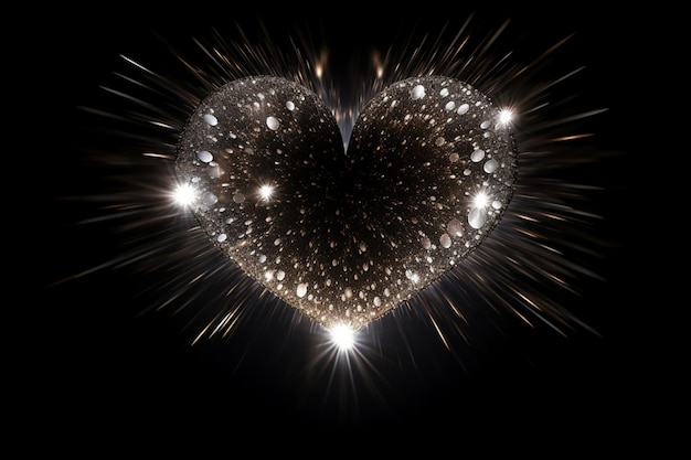 Objeto en forma de corazón arafed con luces brillantes sobre un fondo negro ai generativo