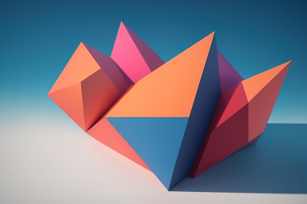 Un objeto geométrico colorido con la palabra pirámide