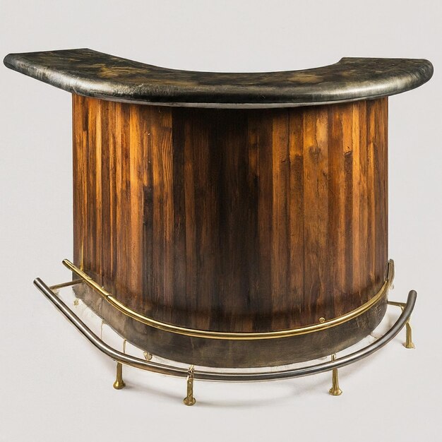 un objeto de madera marrón con una parte superior negra que dice "la parte superior"
