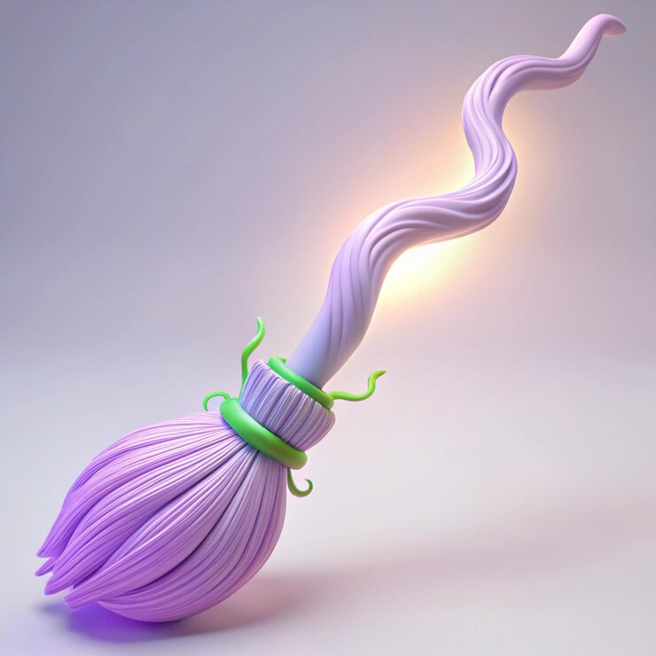 Foto un objeto púrpura y verde con un mango púrpura y una banda de rayas púrpuras