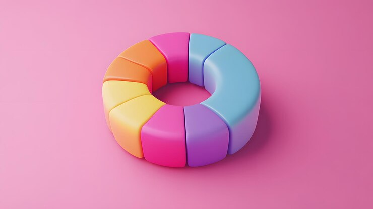 Foto un objeto redondo colorido con un círculo en él está en un fondo rosa