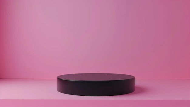 Foto objeto redondo preto em fundo rosa