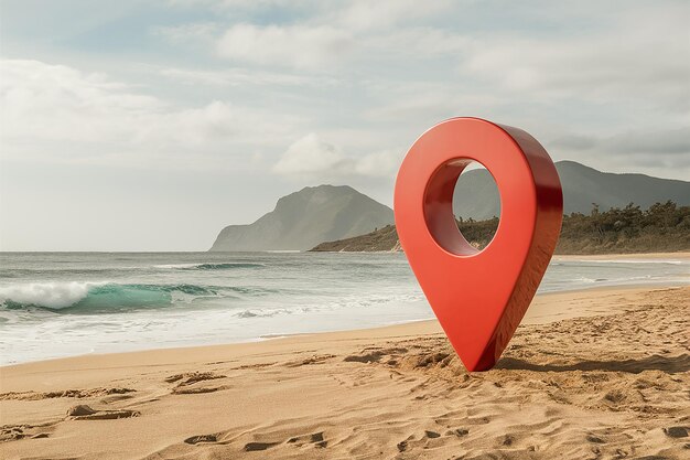 Foto un objeto rojo con un agujero en él está en la playa