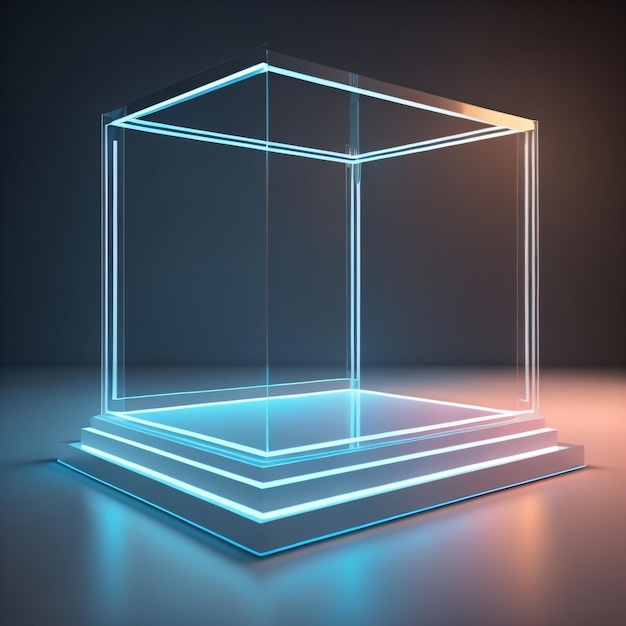 Un objeto de vidrio iluminado con una luz azul