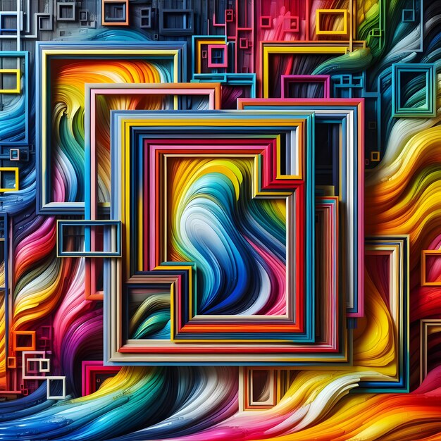 Objetos abstractos vibrantes marcos multicolores y arco iris imágenes de stock de alta calidad