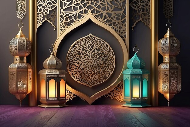 Objetos decorativos en el Islam Ornamentos vectoriales para el mes de Ramadán o Eid al-Fitr