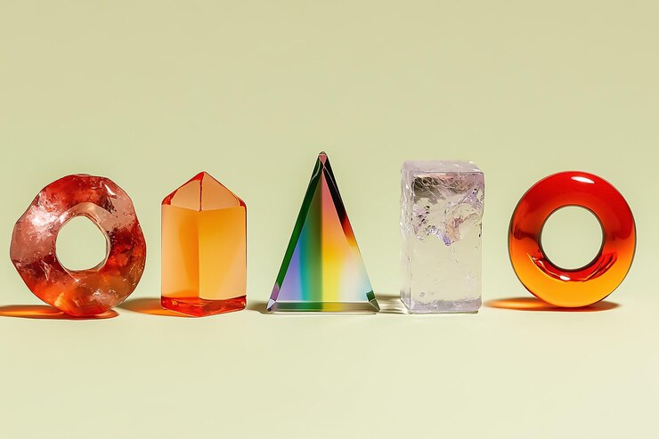 Foto objetos geométricos coloridos que simbolizam o orgulho e a diversidade lgbtq em um cenário minimalista