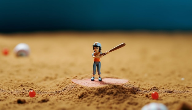 Objetos mínimos criativos de softball e sessão de fotos em miniatura Conceito de softball