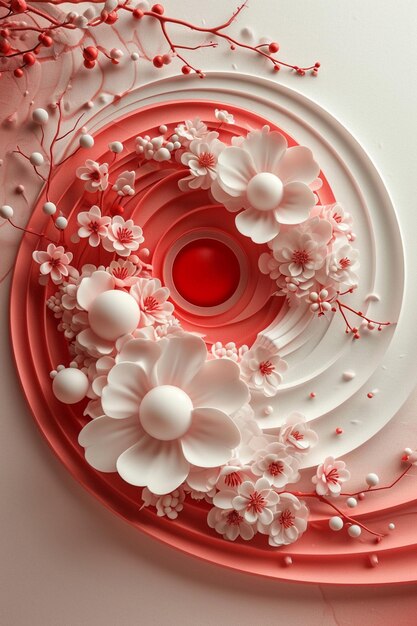 una obra de arte 3D de un diseño circular de Martisor