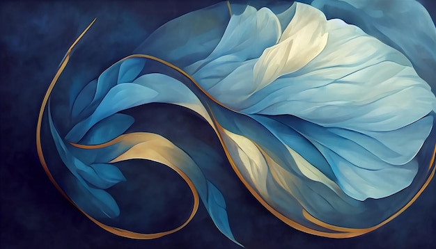 Una obra de arte abstracta azul de un fondo de diseño de flora azul No.004