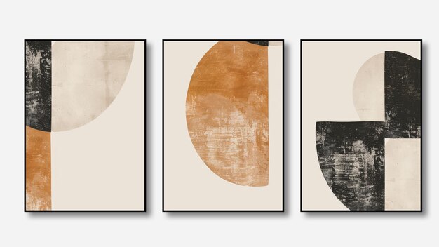 Obra de arte abstracto moderno geometría de fondo gris naranja