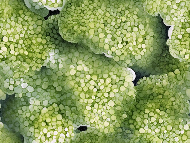 Una obra de arte en acuarela de brócoli verde fresco generada por IA