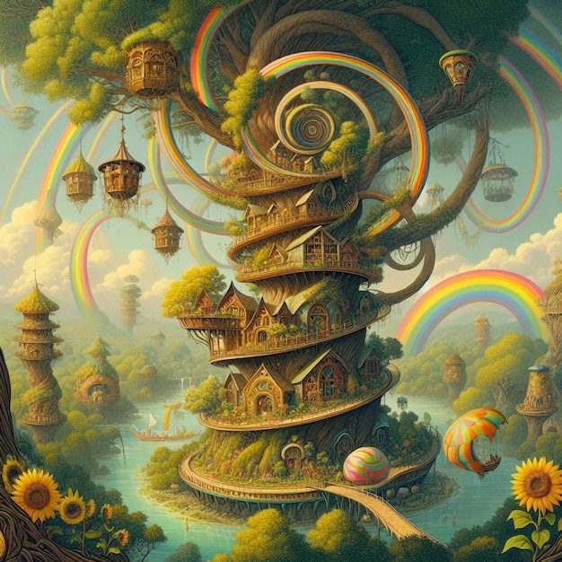 obra de arte del árbol de fantasía