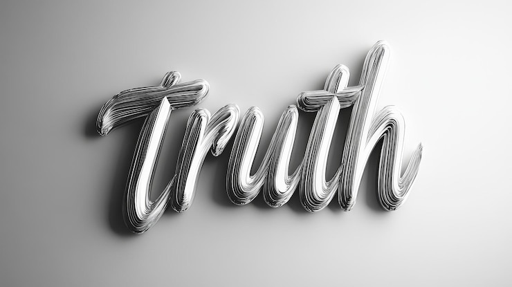 Foto obra de arte de caligrafía moderna que destaca la palabra verdad en el diseño 3d