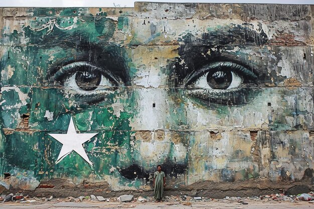 Obra de arte del Día de la Independencia de Pakistán, lugareños paquistaníes únicos, 14 de agosto