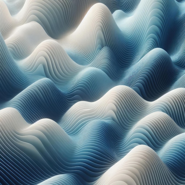 Una obra de arte digital con patrones de ondas abstractas se compone de múltiples capas de ondas