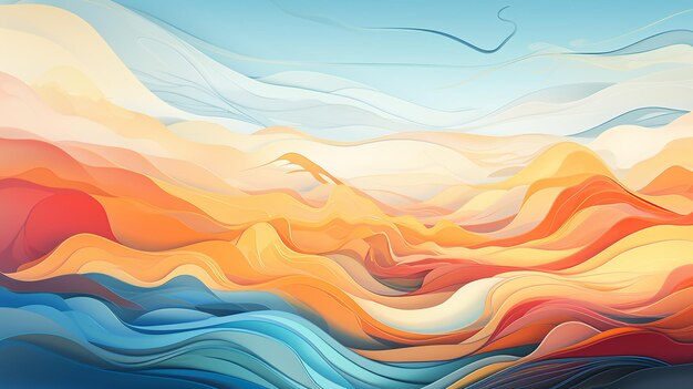 Foto obra de arte digital que representa un papel tapiz de paisaje abstracto