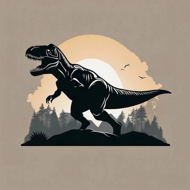 Obra de arte diseño de camiseta una silueta de arte vectorial trex para imprimir