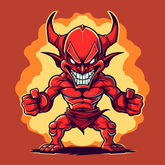 Foto obra de arte expresiva vectorial de un monstruo diablo lindo y encantador para su diseño