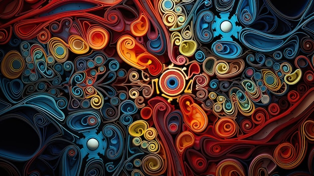 Obra de arte fractal que muestra una impresionante interacción de formas intrincadas y colores vibrantes Precisión matemática patrones hipnotizantes complejidad digital generada por IA