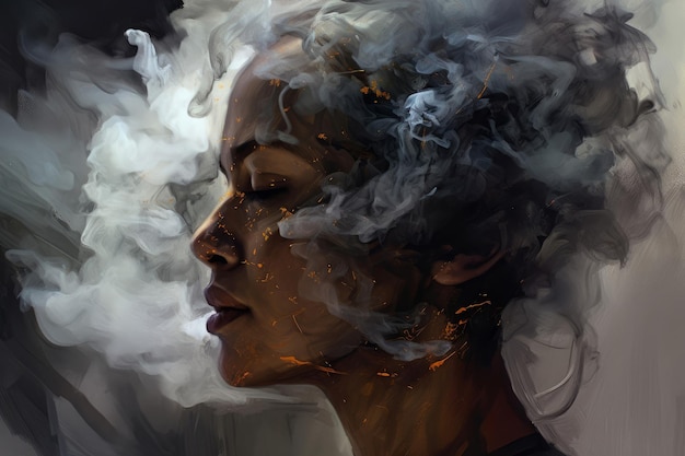 Obra de arte de humo de mujer Generar IA