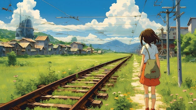 Obra de arte inspirada en Studio Ghibli con una niña