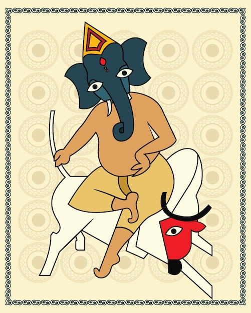 Obra de arte de Kalighat Elegancia del Señor Ganesha la deidad auspiciosa Pintura de kalighat