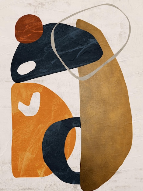 Obra de arte orgánico abstracta geométrica minimalista con textura colorida para el marco decorativo