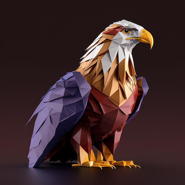 Obra de arte de pájaro de águila polivinílica baja geométrica Generado por IA