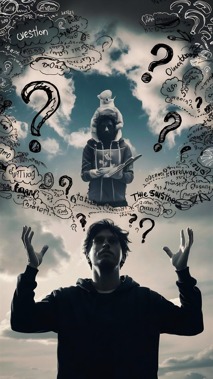 Foto obra de arte de tendencia compuesta boceto collage de fotos de dibujos dibujos en blanco y negro silueta joven spr