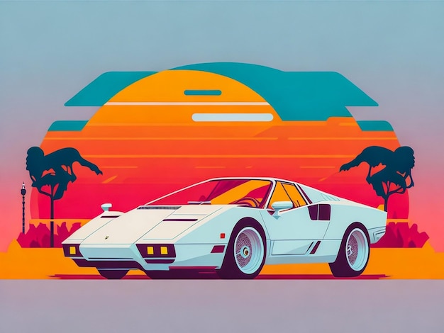 Obra de arte vintage de coche retro vintage para ilustración de vector gráfico de camiseta