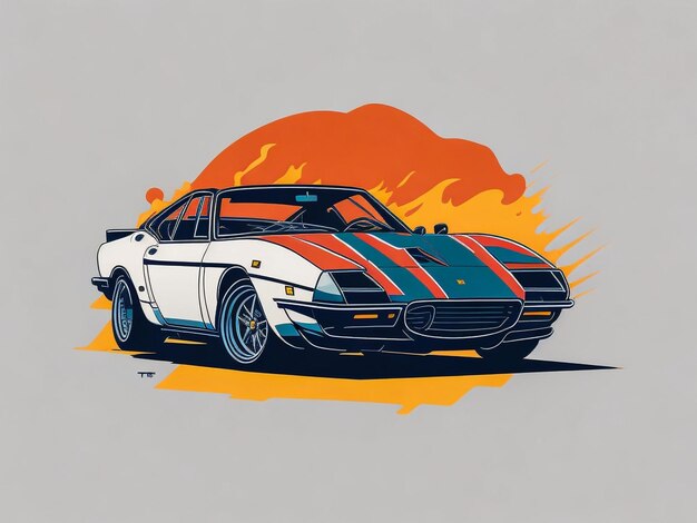 Obra de arte vintage de coche retro vintage para ilustración de vector gráfico de camiseta