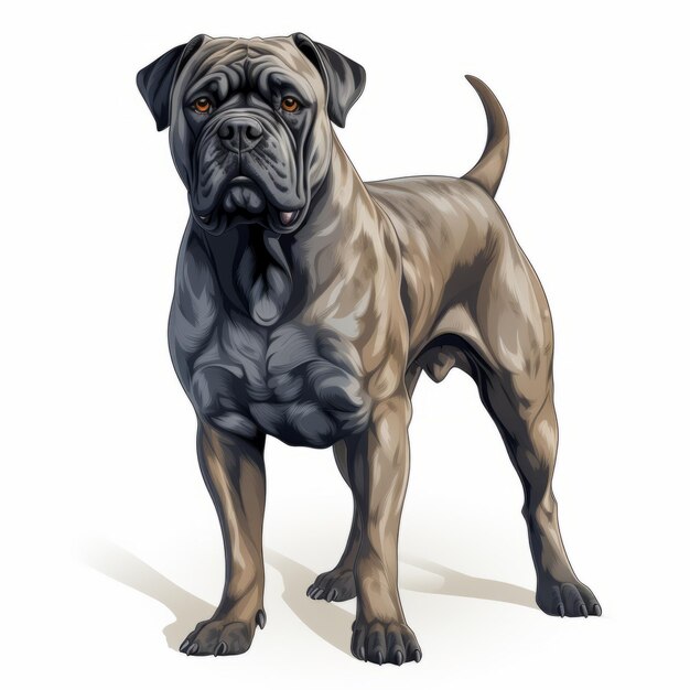 Obra artística dimensional pintada por vector de un perro mastiff realista