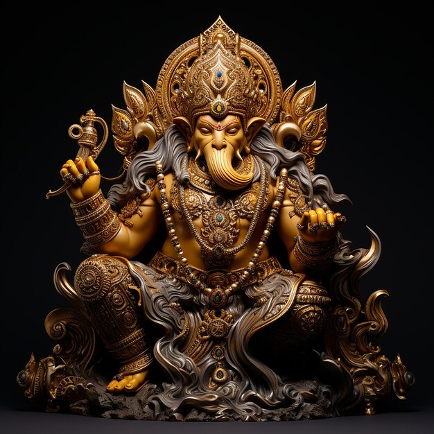 Foto obra artística de ganesh con ia generativa en 3d