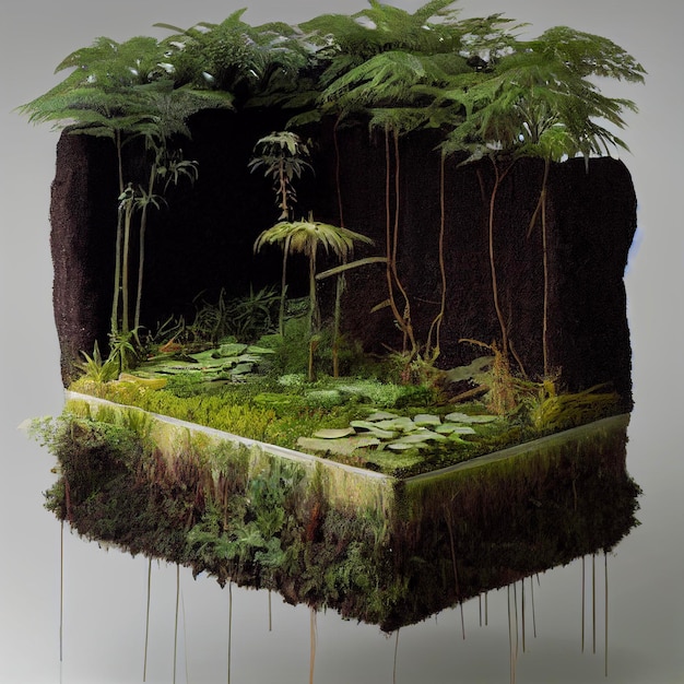 Obra de arte com plantas crescendo ai generativa