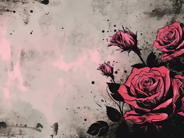 Foto obra de arte contemporânea rose e tinta gotejando na parede