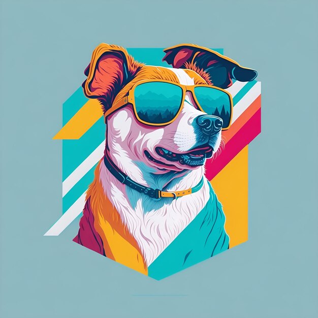 obra de arte de t-shirt design gráfico ilustração plana com cão